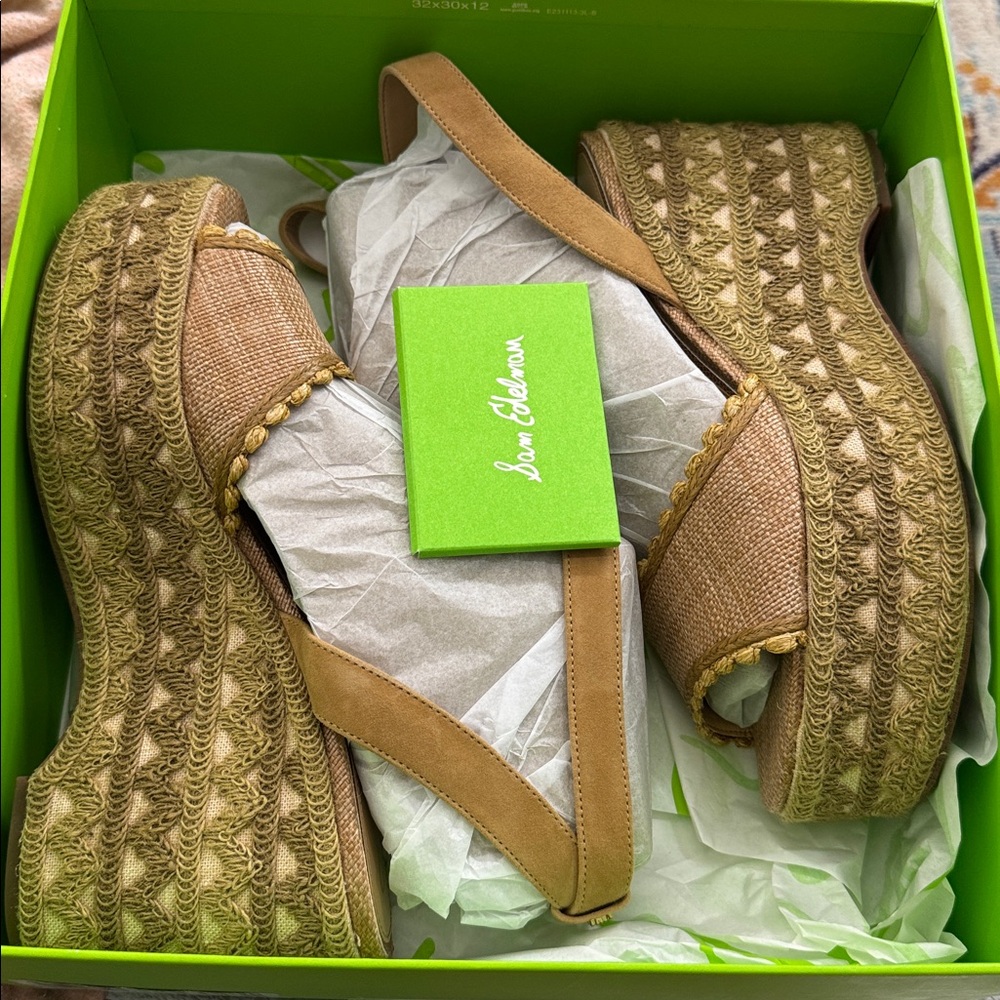 NWTIB ⢠Sam Edelman ⢠Women's Amber Wedge Sandal ⢠Tan/Raffia/Suede ⢠10.5M - Picture 8 of 10